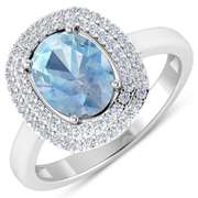 14 Kt White Gold Aquamarine Diamond Ring