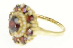 14K Yellow Gold 5.50 Ctw Garnet Seed Pearl Round Cocktail Ring