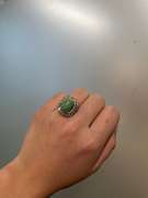 Vintage White Gold Ring with Turquoise and Diamonds