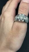 MENS MATTE FINISH WHITE GOLD RING WITH 2.05 CARATS ROUND BRILLIANT