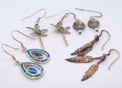 Group Lot of Vintage 925 Sterling Silver Earrings