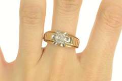 10K Yellow Gold 0.21 Ctw Round Retro Diamond Cluster Men's Ring