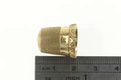 14K Yellow Gold Victorian Scroll Ornate Size 7 Sewing Thimble