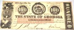 Rich Unc $100 State of Georgia Feb 1 1863  Note