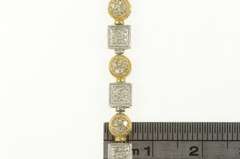 14K Yellow Gold 1.00 Ctw Diamond Two Tone Geometric Tennis Bracelet