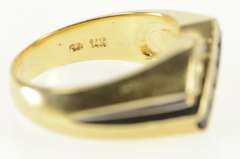14K Yellow Gold 1.03 Ctw Sapphire Diamond Striped Squared Ring