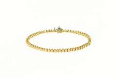 14K Yellow Gold 1.00 Ctw Classic Diamond Wavy Link Tennis Bracelet