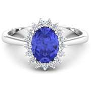 Pretty 14 Kt White Gold Tanzanite Diamond Ring