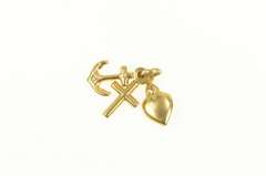 18K Yellow Gold Heart Cross Anchor Love Faith Symbol Charm/Pendant