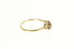 14K Yellow Gold Diamond Ruby Halo Flower Cluster Promise Ring