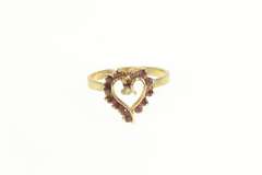 10K Yellow Gold Ruby Diamond Curvy Heart Love Symbol Ring