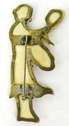 Antique Bone Geisha Girl Large Brooch