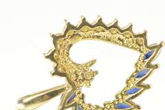 10K Yellow Gold Marquise Sapphire Diamond Heart Love Pendant