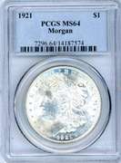 1921 Morgan Silver Dollar in PCGS MS64