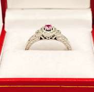 10kt Solid White Gold, Pink Sapphire, & Diamond Ring