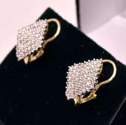 Captivating Diamond Cluster Earrings in Two Tone Yellow Gold