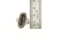 Sterling Silver Southwestern Oval Black Onyx Dot Trim Ring