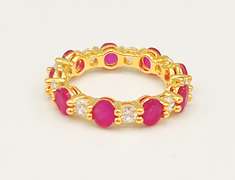 Beautiful Ruby & White Sapphire Eternity Band Ring