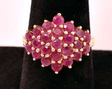 Beautiful Ruby Cluster Ring in 14K Yellow Gold