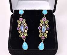 Multi-gem Sterling Earrings