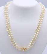 Elegant 6.5mm 2 Row White Fresh Water Pearl Necklace
