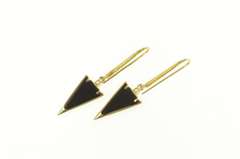 14K Yellow Gold Triangle Black Onyx Diamond Accent Dangle Earrings
