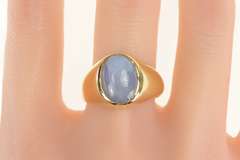 14K Yellow Gold 10.25 Ct Natural Light Blue Star Sapphire Ring