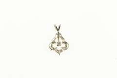 Sterling Silver Diamond Retro Ornate Damask Charm/Pendant