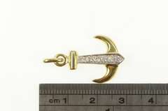 14K Yellow Gold Diamond Anchor Nautical Motif Sailing Hope Pendant