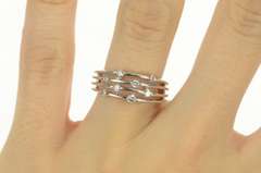 10K White Gold 0.22 Ctw Scattered Diamond Layered Band Ring