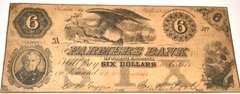 $6 Farmers Bank of Elizabeth City North Carlolina Note