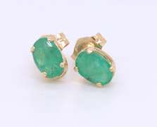 Amazing Yellow Gold approximate 0.50ctw Emerald Stud Earrings
