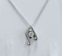 Solid sterling Silver with Simulated diamond dancing pendant