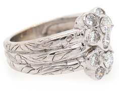 1.10ctw Round Diamond Double Flower Ring in 18K