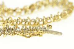 10K Yellow Gold 1.75 Ctw Diamond Classic Tennis Wavy Link Bracelet