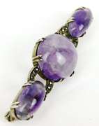Antique Sterling Amethyst & Marcasite Brooch