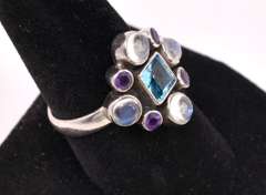 Multi-gem Sterling Silver Ring