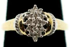 Clean 10k Gold Diamond Cluster Ring