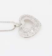 Elegant Diamond Heart Necklace with Baguette and Round Diamonds