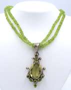Peridot Double Strand Necklace with Pendant