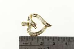 10K Yellow Gold Diamond Heart Baguette & Round Love Symbol Pendant
