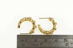 14K Yellow Gold 0.24 Ctw Diamond Circle Rope Pattern Hoop Earrings