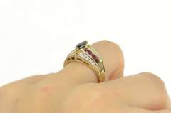 10K Yellow Gold 1.90 Ctw Sapphire Ruby Diamond Engagement Ring