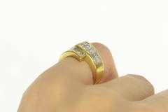 18K Yellow Gold 1.50 Ctw Princess Cut Invis. Set Bypass Band Ring