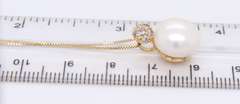 Fantastic Yellow Gold Pave Diamond and Pearl Pendant on Chain Necklace