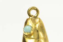 14K Yellow Gold 1940s Turquoise Eyed Articulated Fish 3D Charm/Pendant