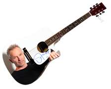 Sting Police Autographed 1/1 Custom Graphics Photo Guitar ACOA