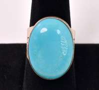 Blue Turquoise Set In Sterling Ring