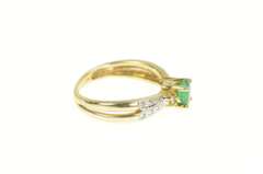 10K Yellow Gold 0.42 Ctw Oval Emerald Diamond Engagement Ring