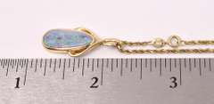 Captivating Colorful Opal Pendant Necklace in 14K Yellow Gold